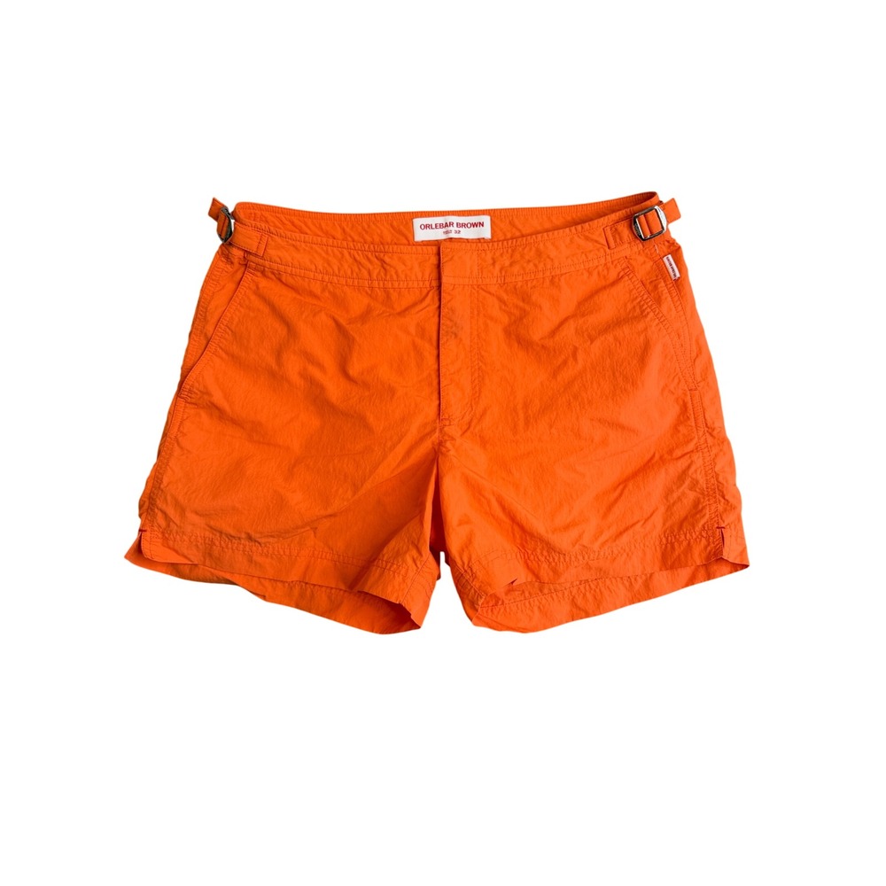 Orlebar Brown Setter Swim Shorts Mens 32 Orange Adjustable Buckle Swim Trunks